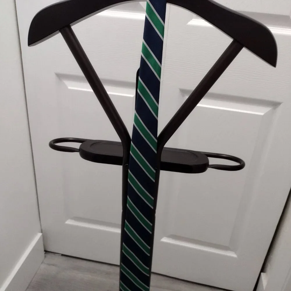 Knottery New York Navy Green Striped Tie Classic Diagonal Stripe Dress Necktie - Picture 9 of 9